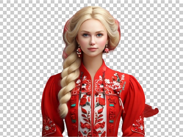 Retrato de un joven en traje popular ruso tradicional en 3d sobre un fondo transparente