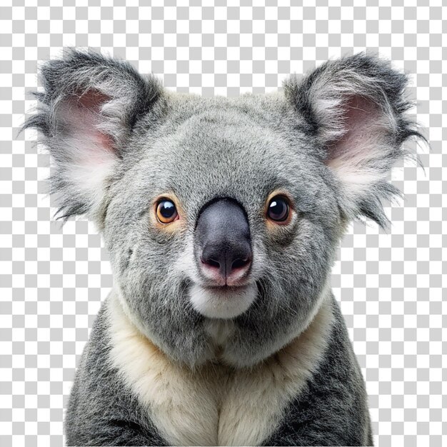 PSD retrato de un koala aislado sobre un fondo transparente