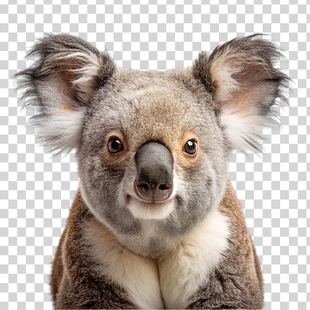 PSD retrato de un koala aislado sobre un fondo transparente