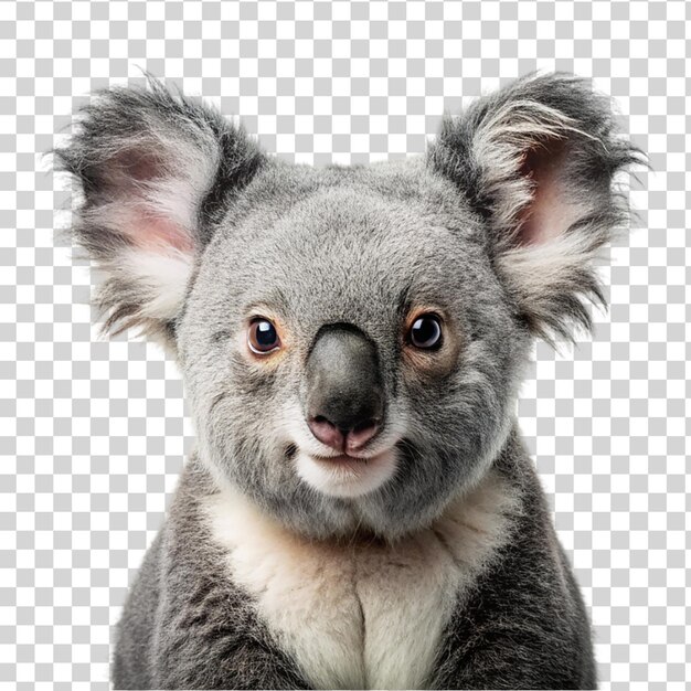 PSD retrato de un koala aislado sobre un fondo transparente