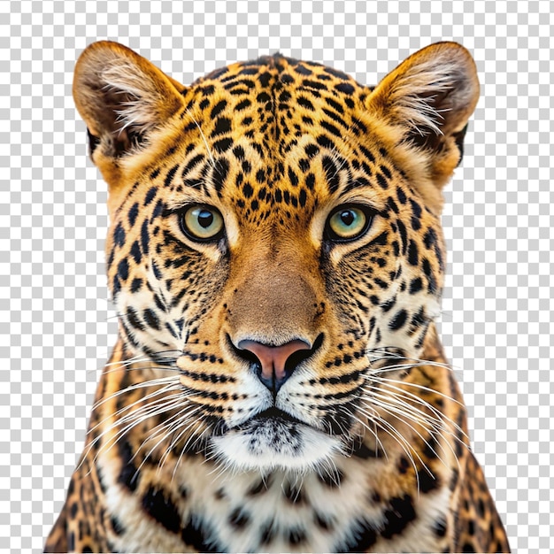 PSD retrato de leopardo aislado sobre un fondo transparente