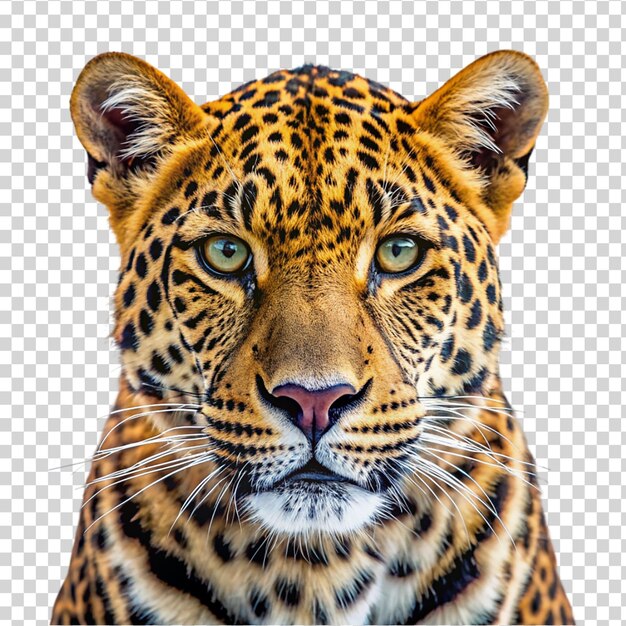 PSD retrato de leopardo aislado sobre un fondo transparente