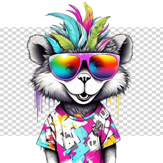 PSD retrato de un lindo koala con gafas de sol ilustración