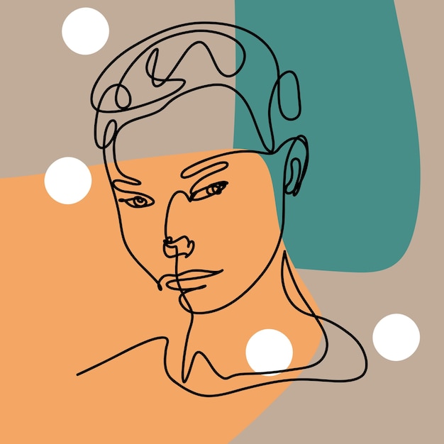 retrato linear rosto humano desenhado em uma linha contínua