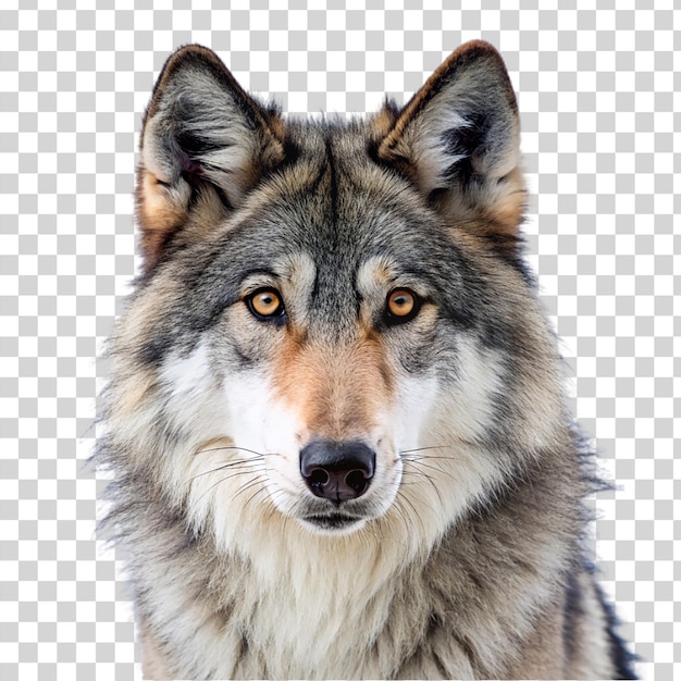 Retrato de un lobo aislado sobre un fondo transparente