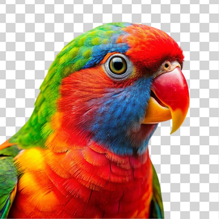PSD retrato de un loro australiano aislado sobre un fondo transparente