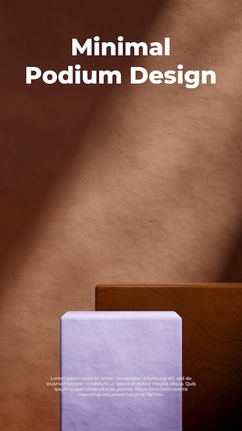 en retrato material de madera y pared de textura marrón 3d renderización de espacio vacío púrpura podio rectángulo