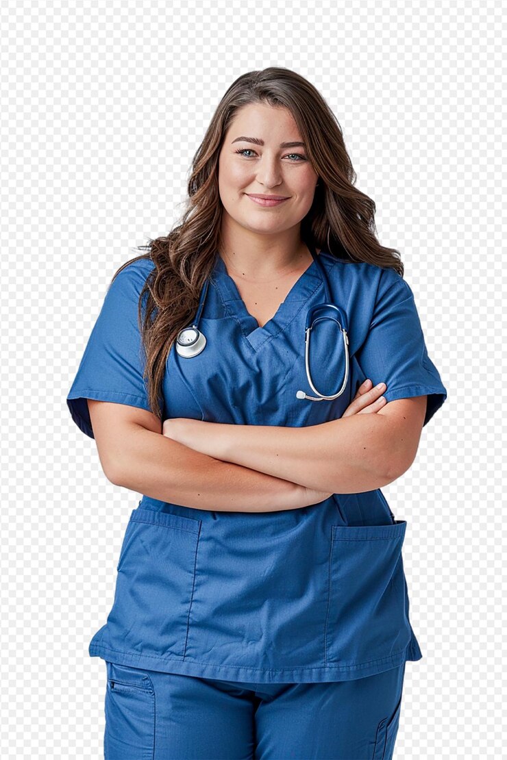 PSD retrato de un médico sonriente en transparente