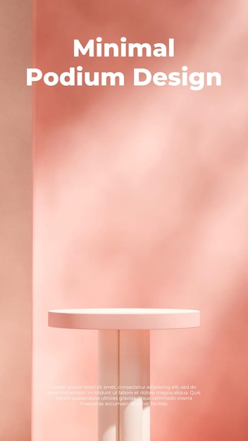 en retrato mínimo pared fondo 3d render imagen espacio vacío rosa cilindro podio