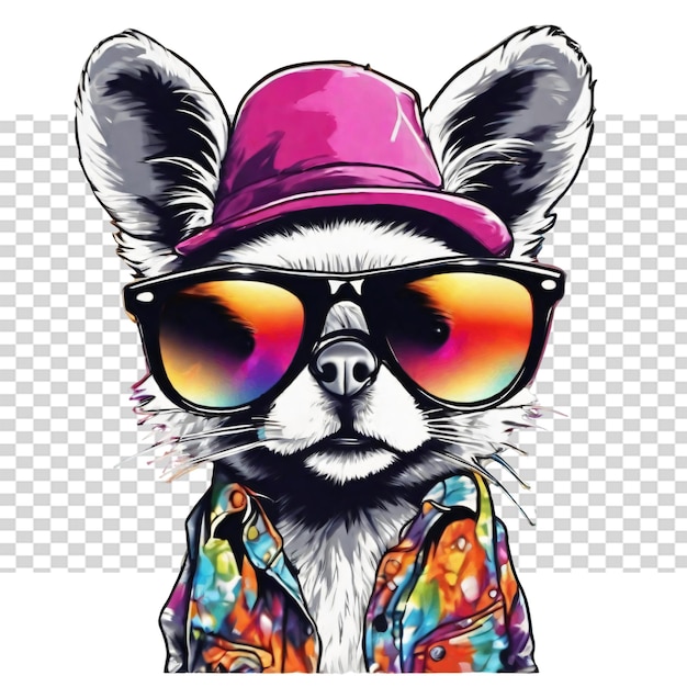 PSD retrato de moda de un animal hipster con gafas de sol ilustración