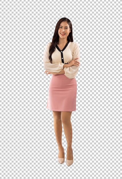 PSD retrato de una mujer asiática sonriente de pie archivo psd