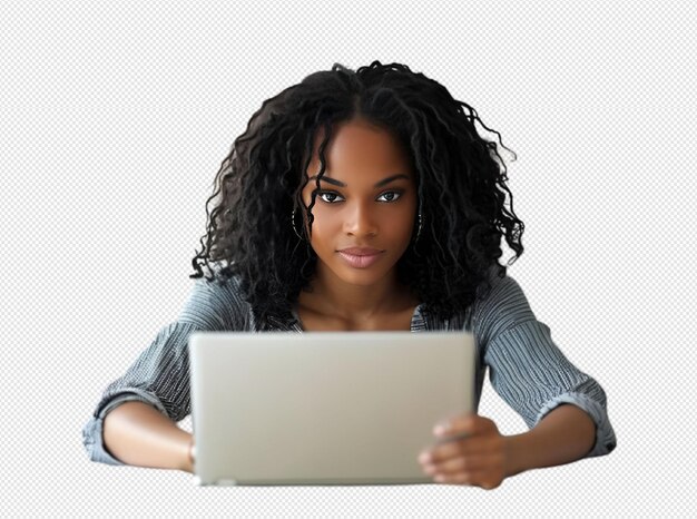 Retrato de una mujer con una computadora portátil