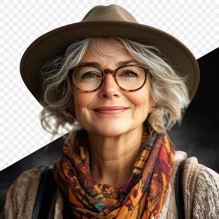 PSD retrato de una mujer de edad avanzada con estilo