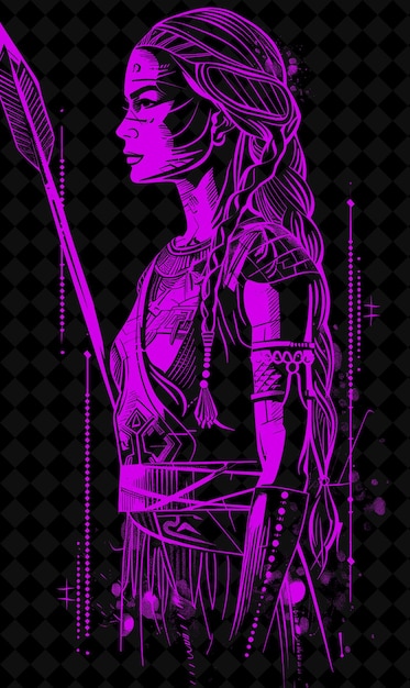 PSD retrato de una mujer guerrera hitita con túnica y cinturón con diseño de colores vívidos colecciones png