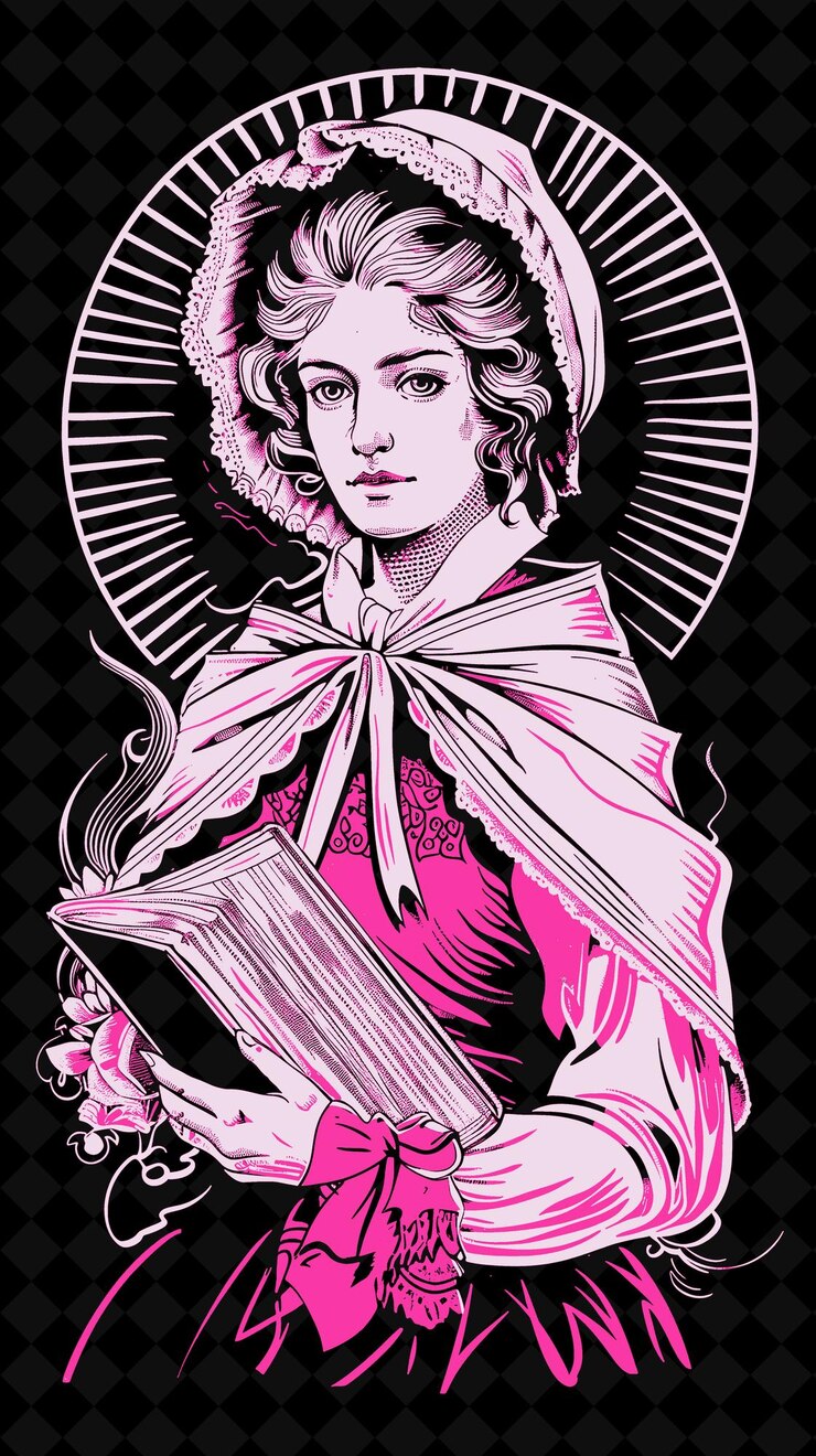 PSD retrato de mujer institutriz con sombrero y pañuelo sosteniendo una b diseño de colores vívidos colecciones png