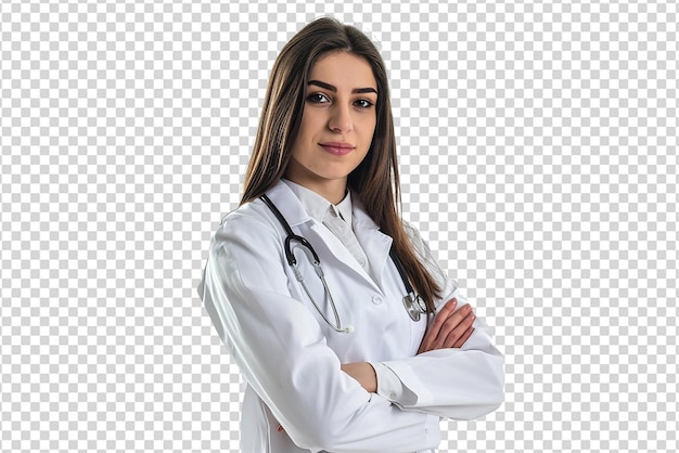 retrato de una mujer médica en un fondo blanco aislado