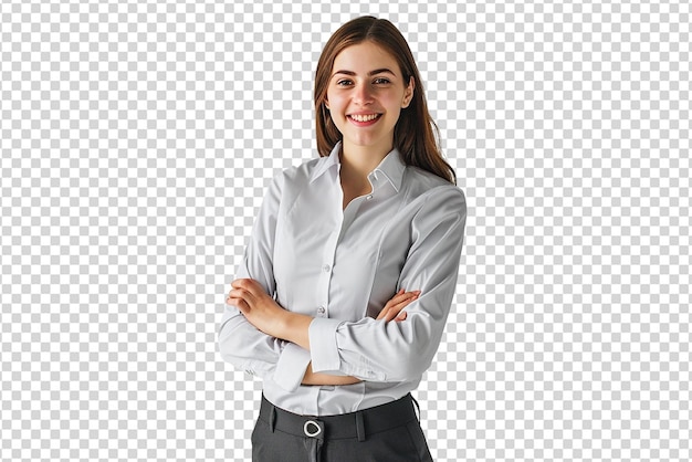 retrato de una mujer de negocios con los brazos cruzados en un fondo blanco aislado