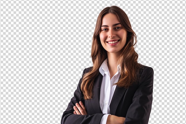 retrato de una mujer de negocios con los brazos cruzados en un fondo blanco aislado