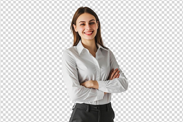 retrato de una mujer de negocios con los brazos cruzados en un fondo blanco aislado