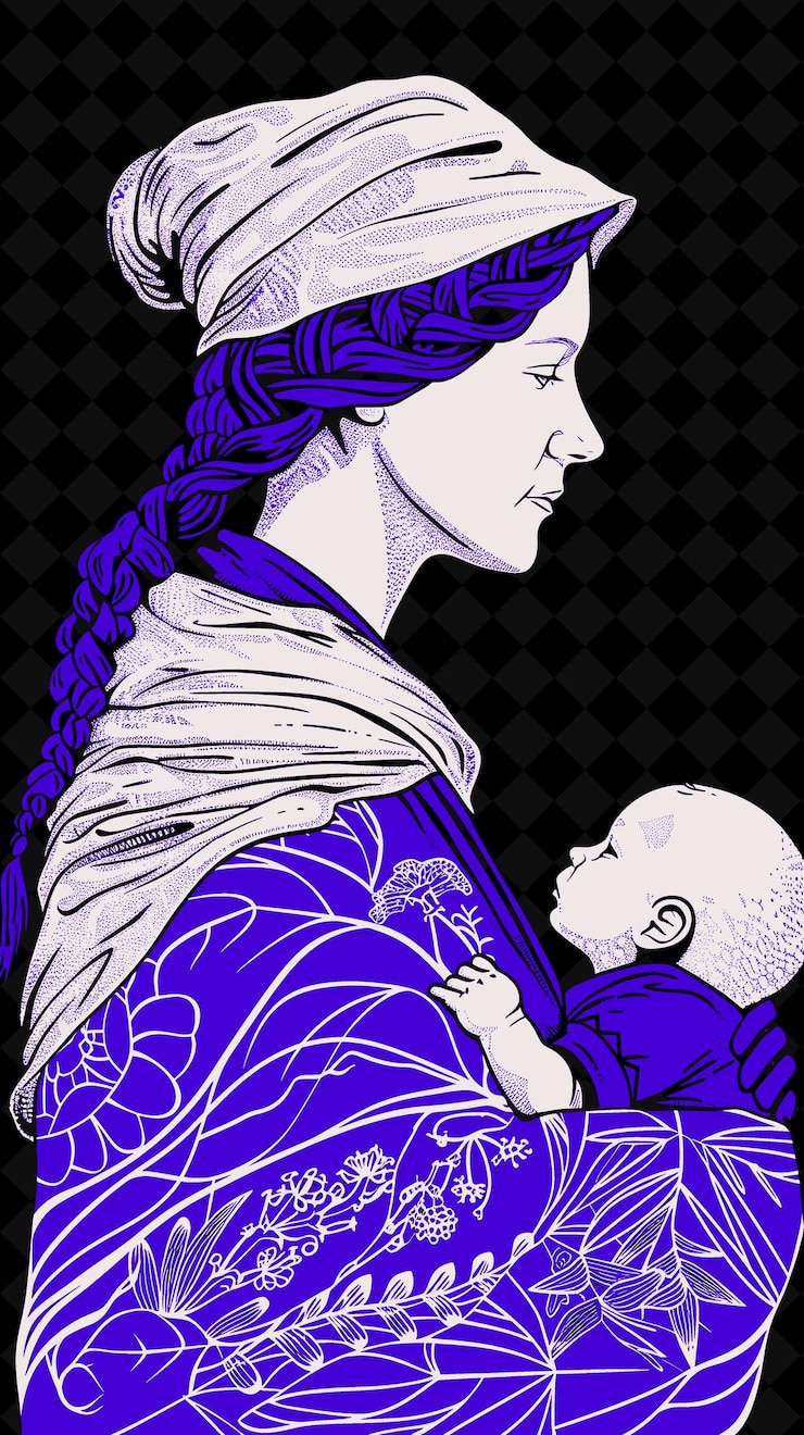 PSD retrato de mujer parterra con gorra blanca y pañuelo sosteniendo un diseño de colores vívidos colecciones png