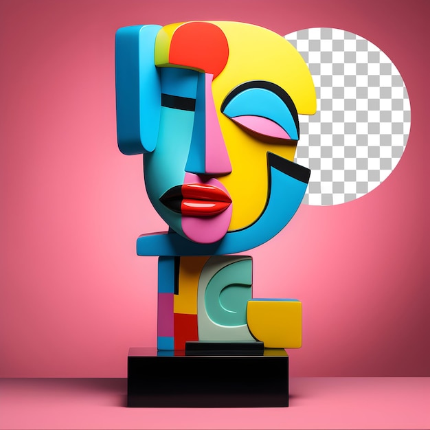 Retrato de mujer de rostro humano 3D en estilo cubismo picasso