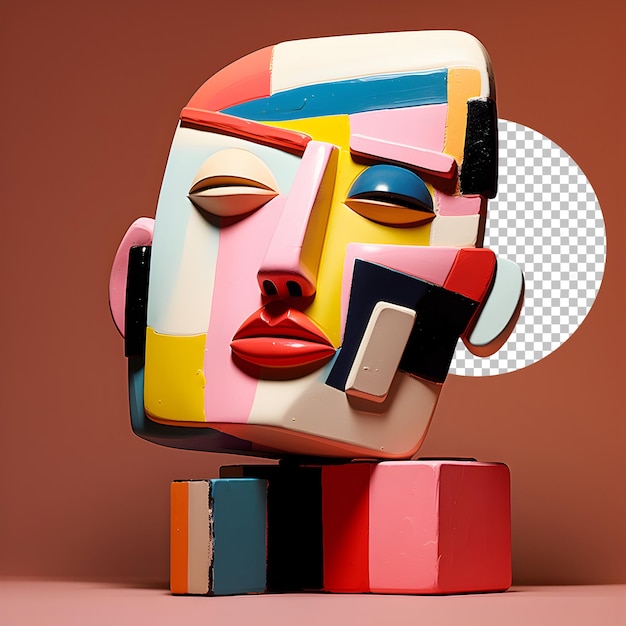 PSD retrato de mujer de rostro humano 3d en estilo cubismo picasso