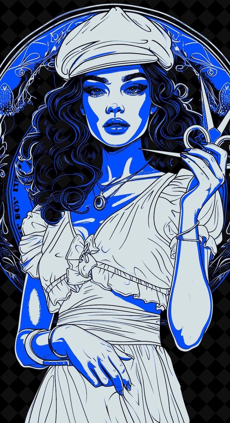 PSD retrato de mujer sastre con gorra blanca y vestido sosteniendo una p diseño de colores vívidos colecciones png