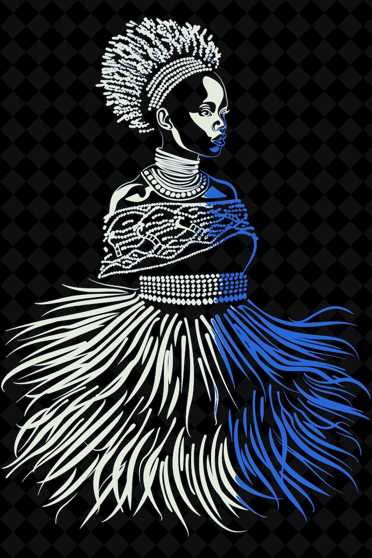 PSD retrato de una mujer zulú con un tradicional tocado de cuentas un diseño de colores vívidos colecciones png