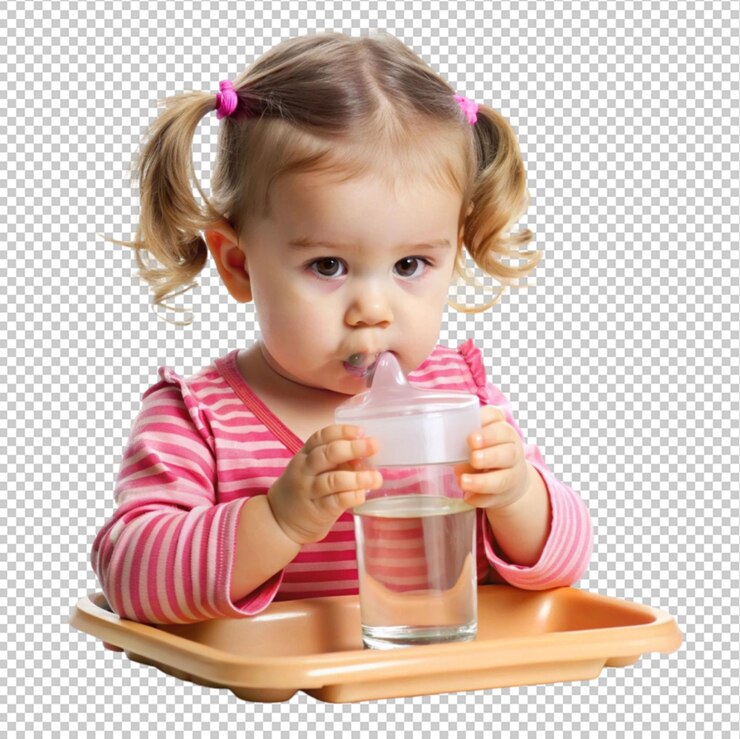 PSD retrato de un niño lindo bebiendo