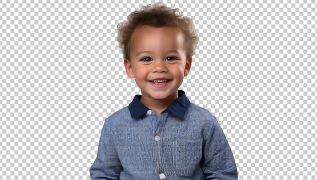 PSD retrato de un niño rubio sonriente aislado en un fondo transparente