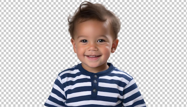 Retrato de un niño rubio sonriente aislado en un fondo transparente