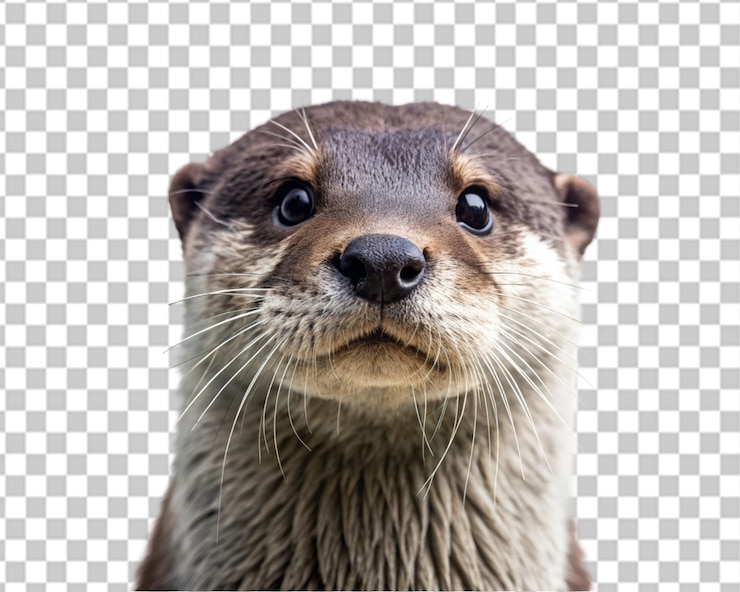 PSD retrato de una nutria aislada sobre un fondo transparente