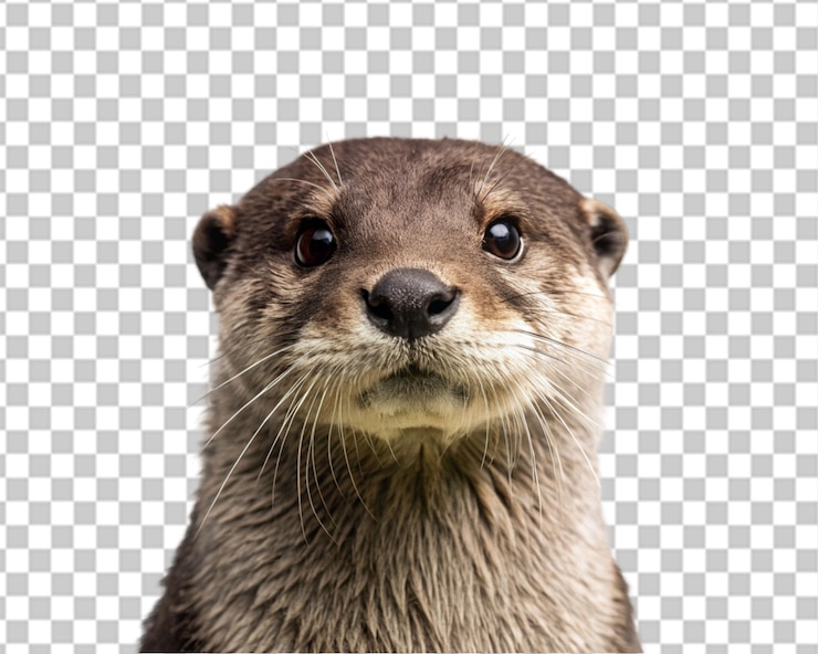 PSD retrato de una nutria aislada sobre un fondo transparente