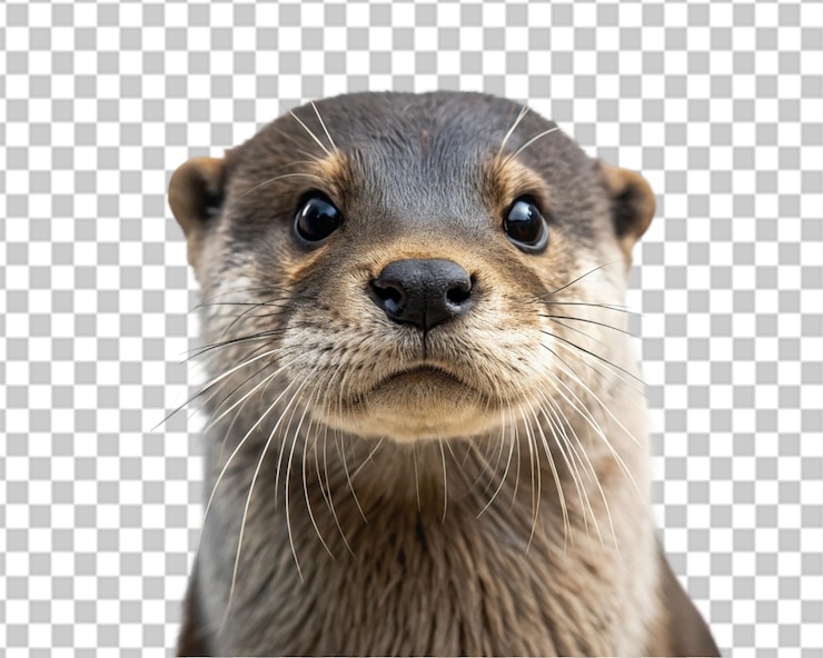 PSD retrato de una nutria aislada sobre un fondo transparente