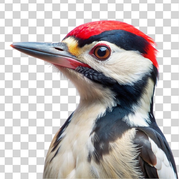 retrato de pájaro carpintero aislado en un fondo transparente