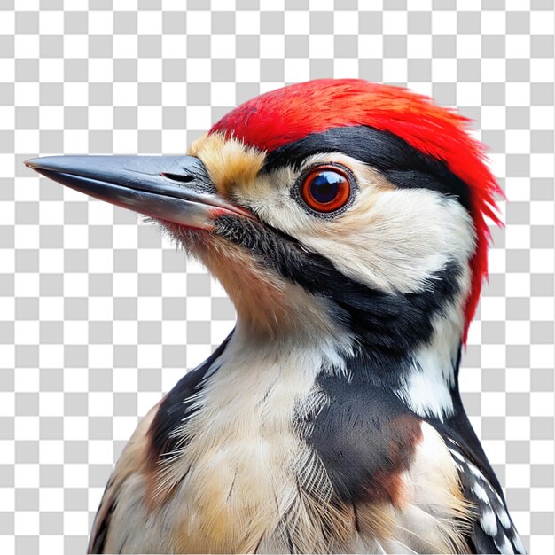 retrato de pájaro carpintero aislado en un fondo transparente