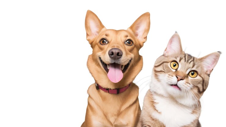 PSD retrato de perro y gato amistad entre perro y perro amistad de mascotas