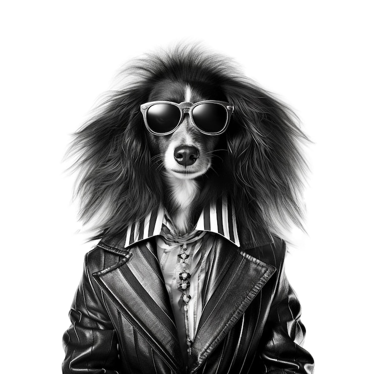 PSD retrato de perro de moda aislado sobre fondo transparente creado con ia generativa