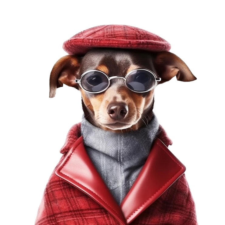 PSD retrato de perro de moda aislado sobre fondo transparente creado con ia generativa