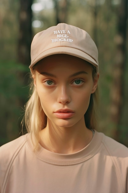 Retrato de una persona con una maqueta de gorra