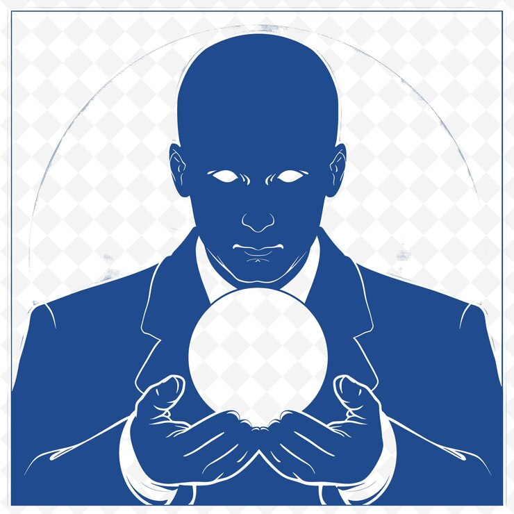 PSD retrato png de un candidato con una mirada visionaria retrato de un icono en diseños abstractos icónicos aislados