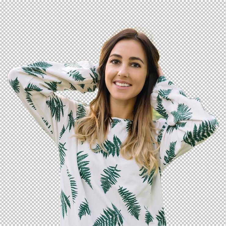 PSD retrato en primer plano de una joven bonita en el parque de otoño vestida con un hermoso vestido
