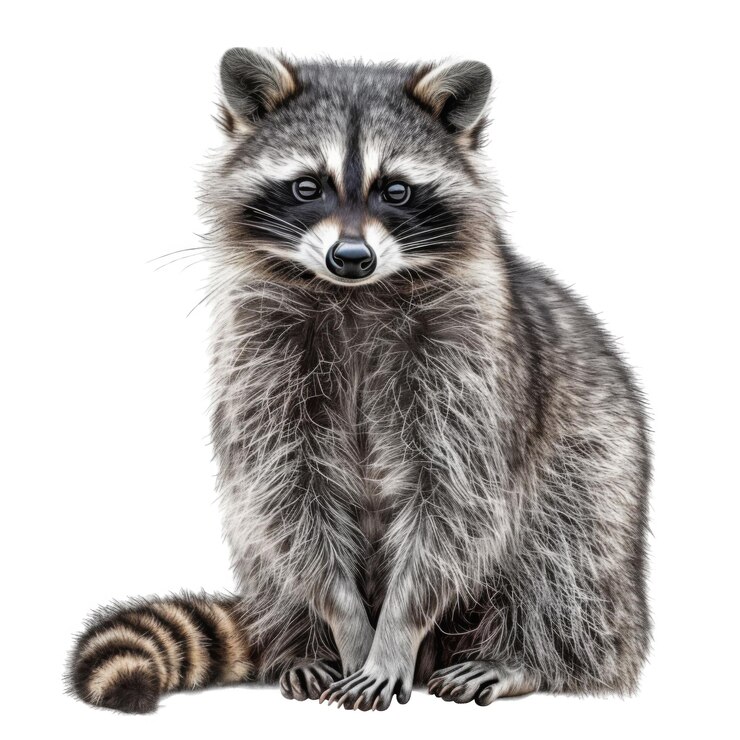 PSD un retrato en primer plano de un mapaches sentado