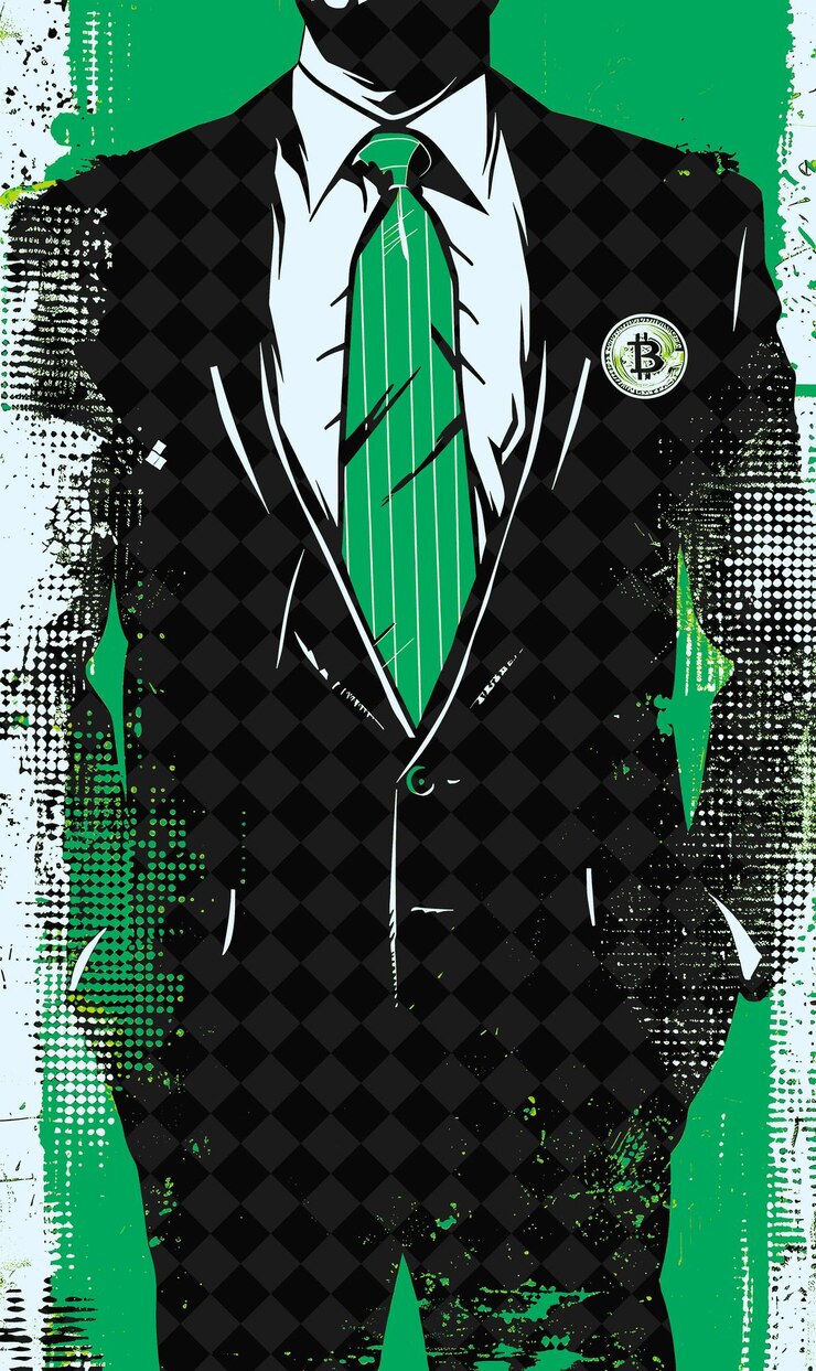 PSD retrato profesional del candidato presidencial con ilustración de bitcoin cu diseño de la campaña electoral