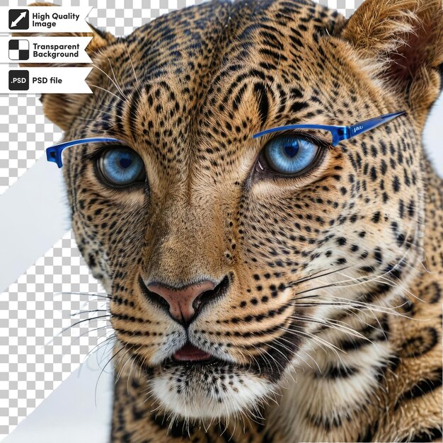 PSD retrato psd de um leopardo em fundo transparente com camada de máscara editável