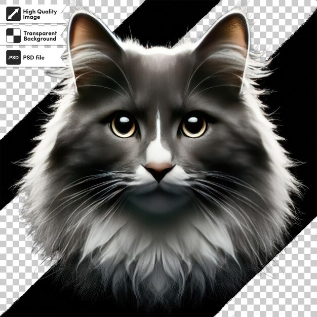 Retrato psd de un gato sobre un fondo transparente