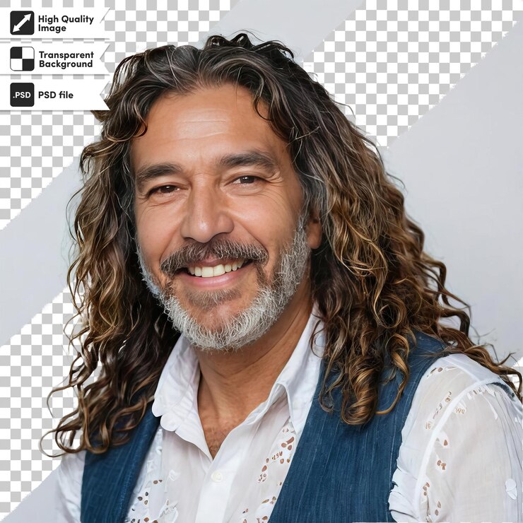 PSD retrato psd de un hombre en fondo transparente con capa de máscara editable