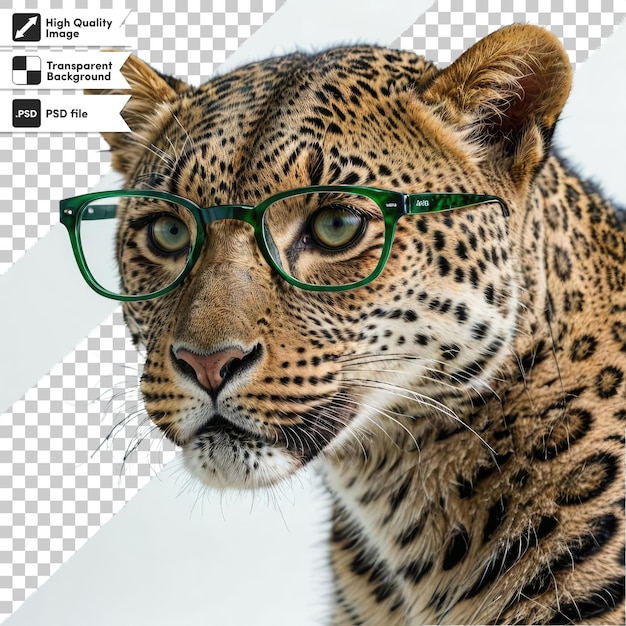 PSD retrato psd de un leopardo sobre un fondo transparente con una capa de máscara editable