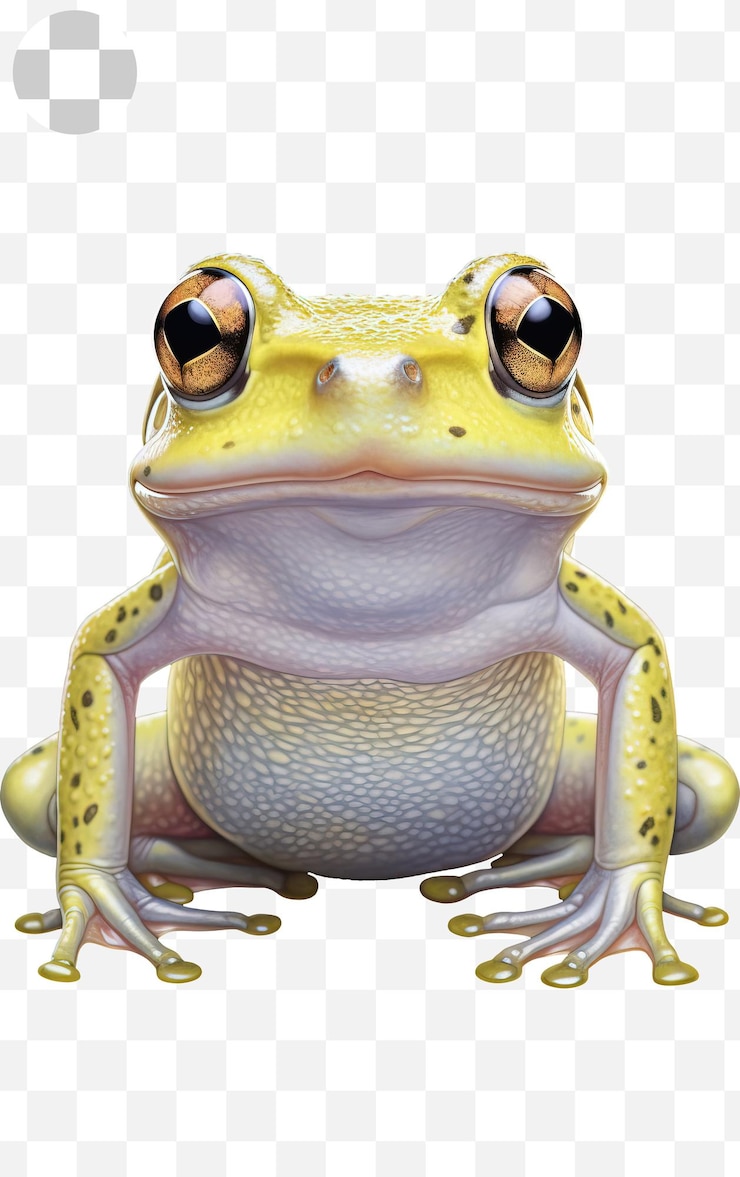 PSD retrato de rana verde con fondo en png