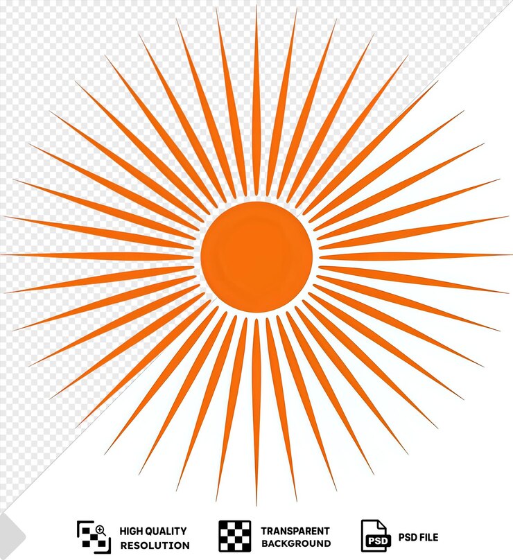 PSD retrato de los rayos del sol símbolo vectorial amanecer naranja amanecer amanecer